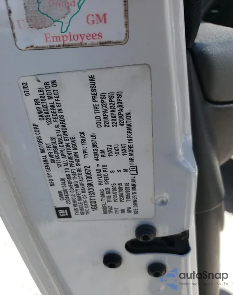 2003 Chevrolet S Truck S10 from USA, damaged, VIN 1GCDT13XX3K100672